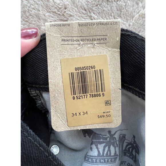 Levis Mens 505 Regular Fit Black Jeans W34 L34 100% Cotton Straight Leg Denim - Picture 7 of 10